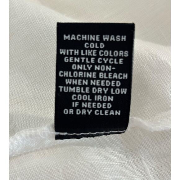 Premise Top Womens Medium White Linen‎ Blouse Pleated Bodice Minimalist Peasant - Picture 5 of 8